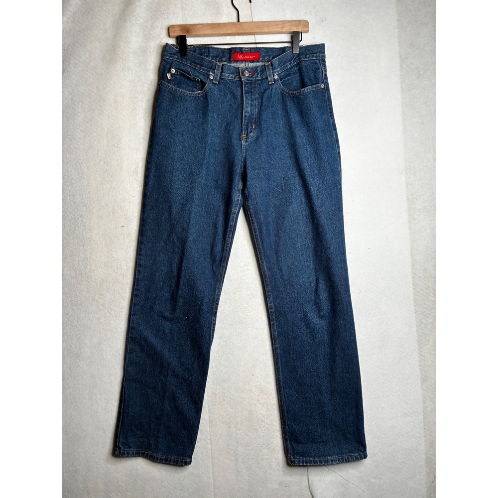 Anne‎ Klein Boy Jean High Rise Straight Leg Dark Wash Denim Blue Jeans 10x31